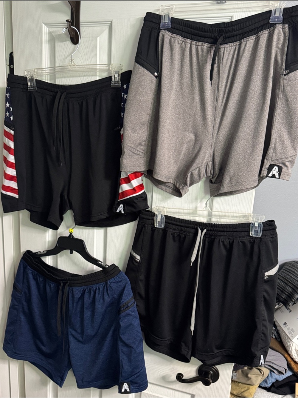 Men's Athletic Shorts (Large) Black, Patriotic Black, Gray/Black, Navy/Black